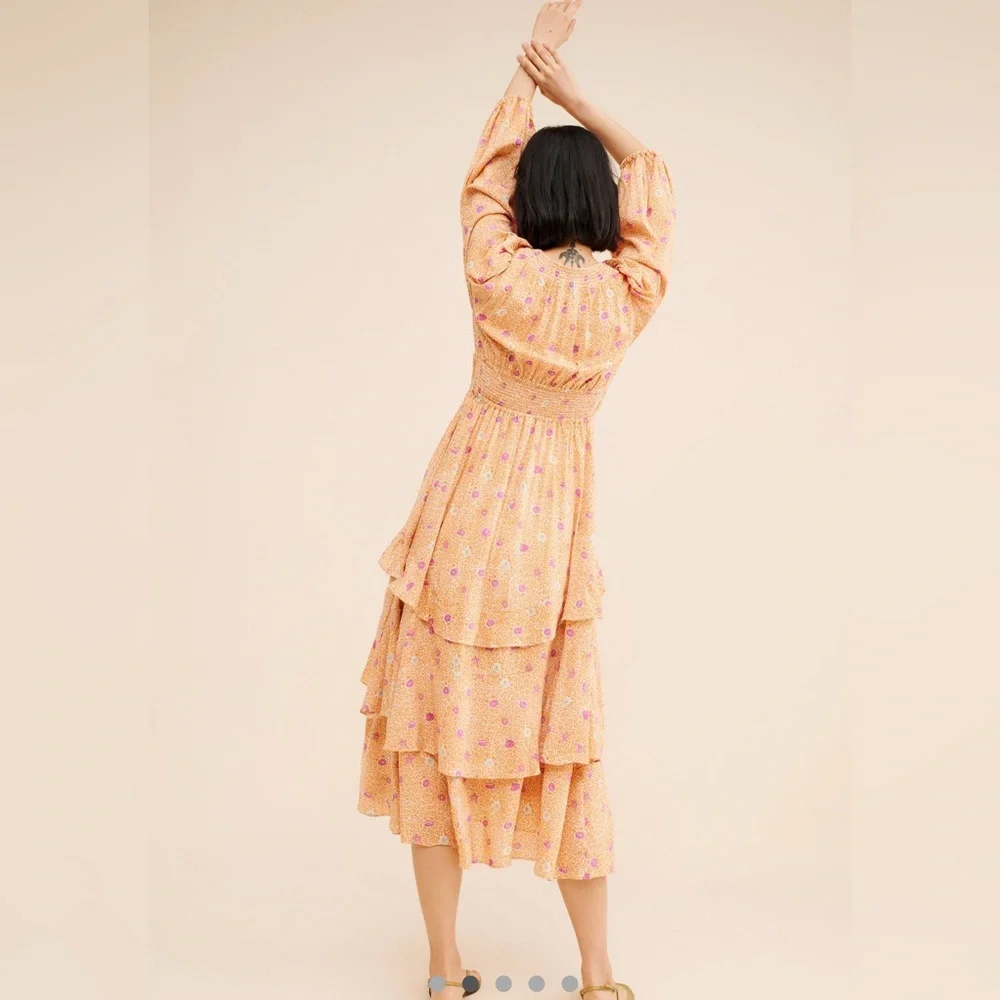 Free People Orange Floral Maxi Dress, Tried and True, large - Picture 5 of 6